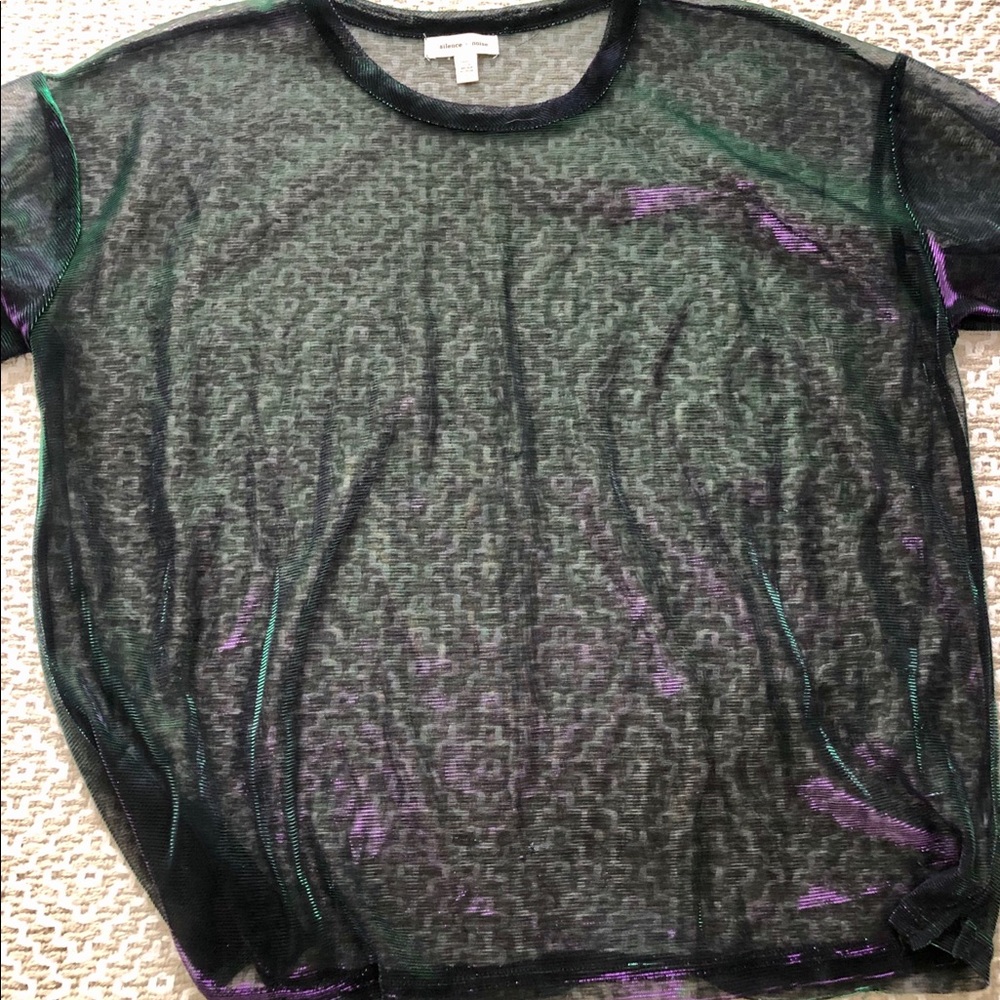 Urban outfitters iridescent mesh shirt
